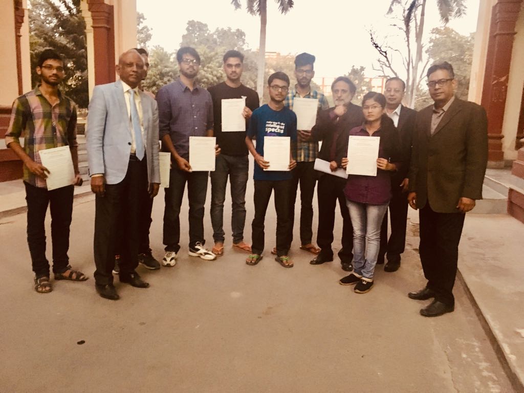 Some of Scholarship awardees with Prof A S K Sinha and Members of KAF81