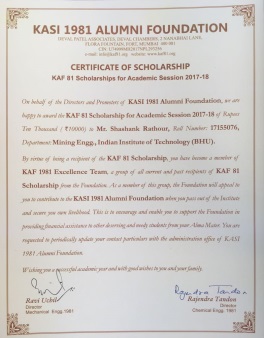 KAF81 Scholarship Certificate